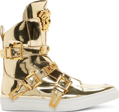 versace shoe price - Versace zipped high top sneakers.